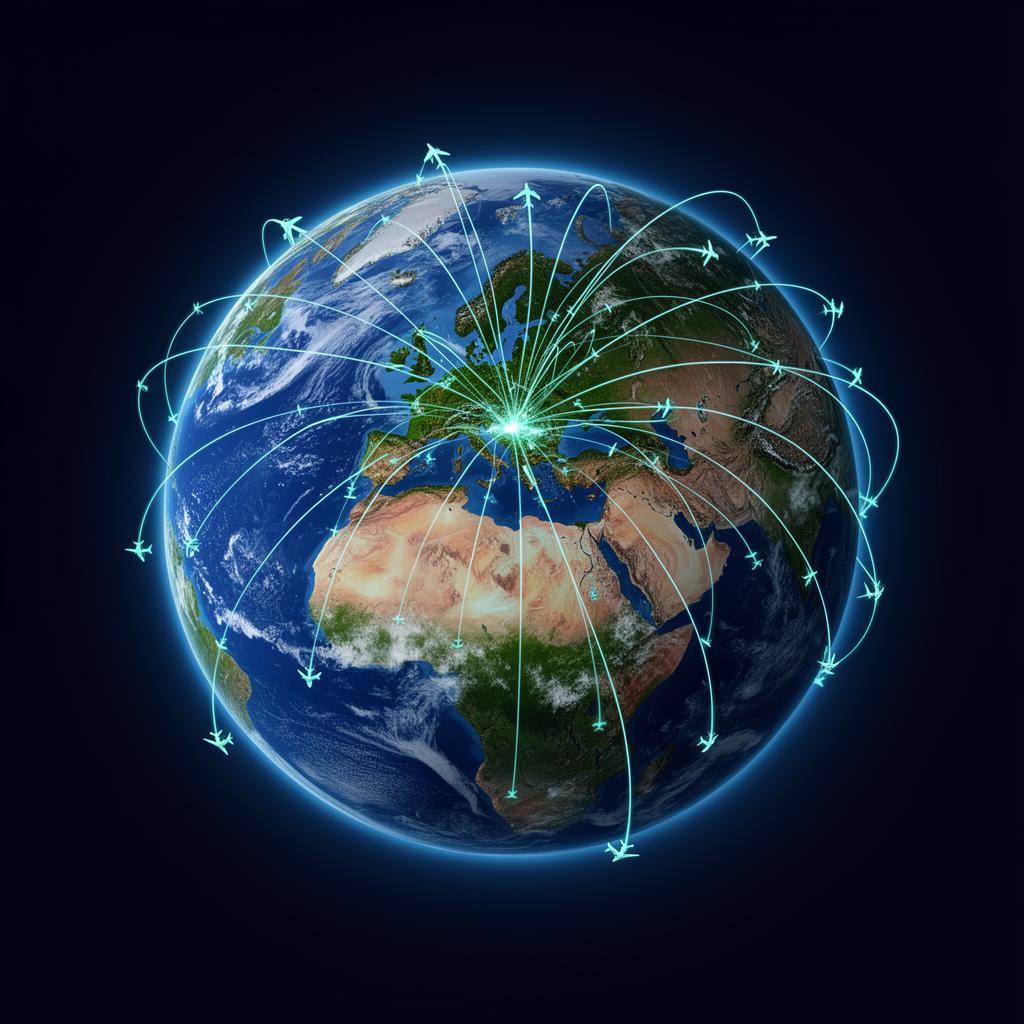 Planet Earth with global flight connections